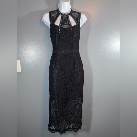 Alexia Black Lace Open Back Midi Dress – Size M - Picture 3 of 15